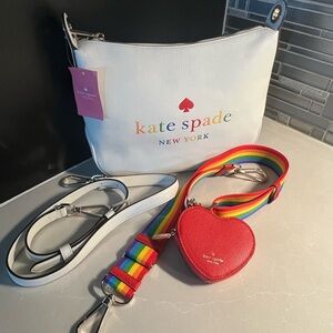 Kate Spade Limited Edition Rainbow PRIDE White Leather Crossbody Bag
